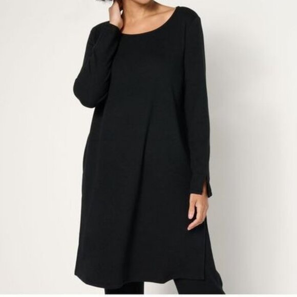 Attitudes by Renee Casa Cozy Crew Neck Tunic PXS Black NEW - Picture 1 of 7